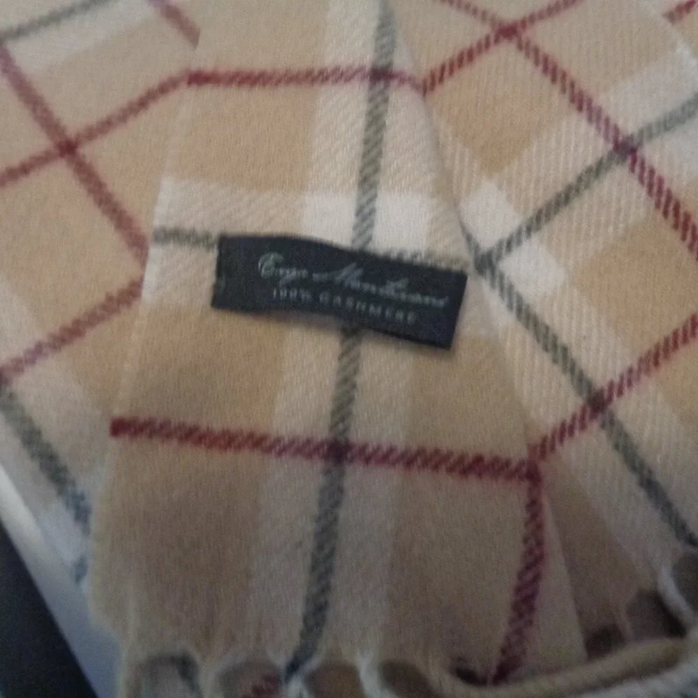 CLASSIC GIRL RICH GIRL CASHMERE BLONDE PLAID SCARF BY ENYA MONTASANI